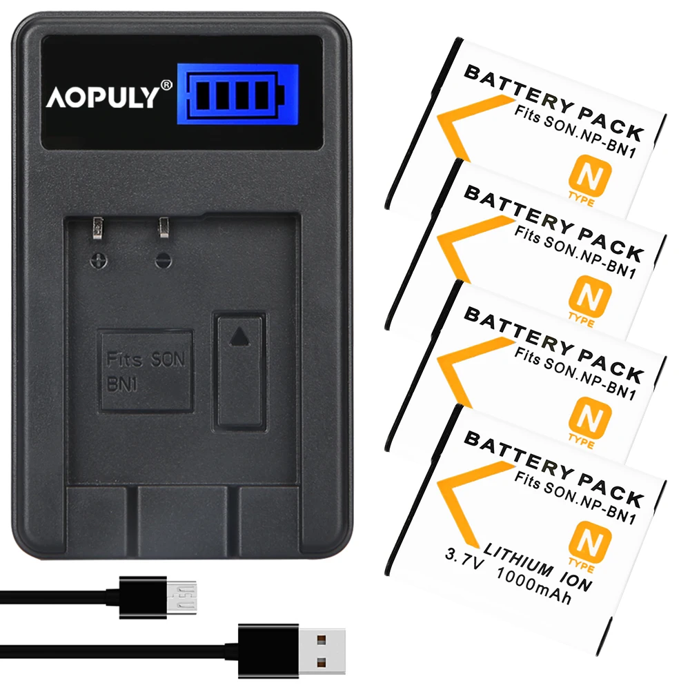 AOPULY BN1 NP-BN1 аккумулятор + ЖК-зарядное устройство USB для цифровой камеры Sony CyberShot DSC-WX220 WX150 WX100 WX80 WX70 WX50 WX9 WX7 WX5