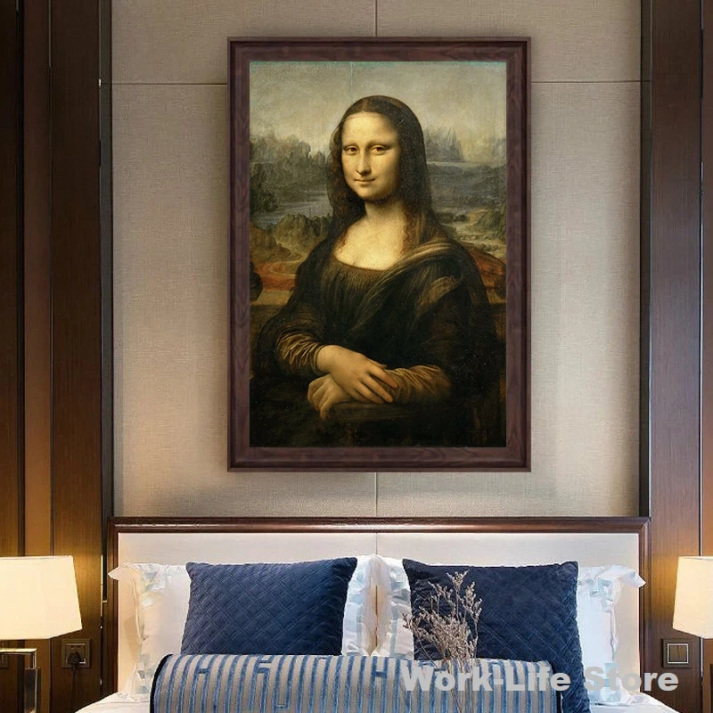 Известный да Винчи улыбка Мона Лиза холст картины классический портретный