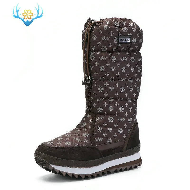 M0768brown LTARTA/женские зимние ботинки г. Высота платформы по колено, теплые женские ботинки на танкетке, большие размеры 35-42, бархатные зимние ботинки s JSH-0767 - Цвет: M0768brown