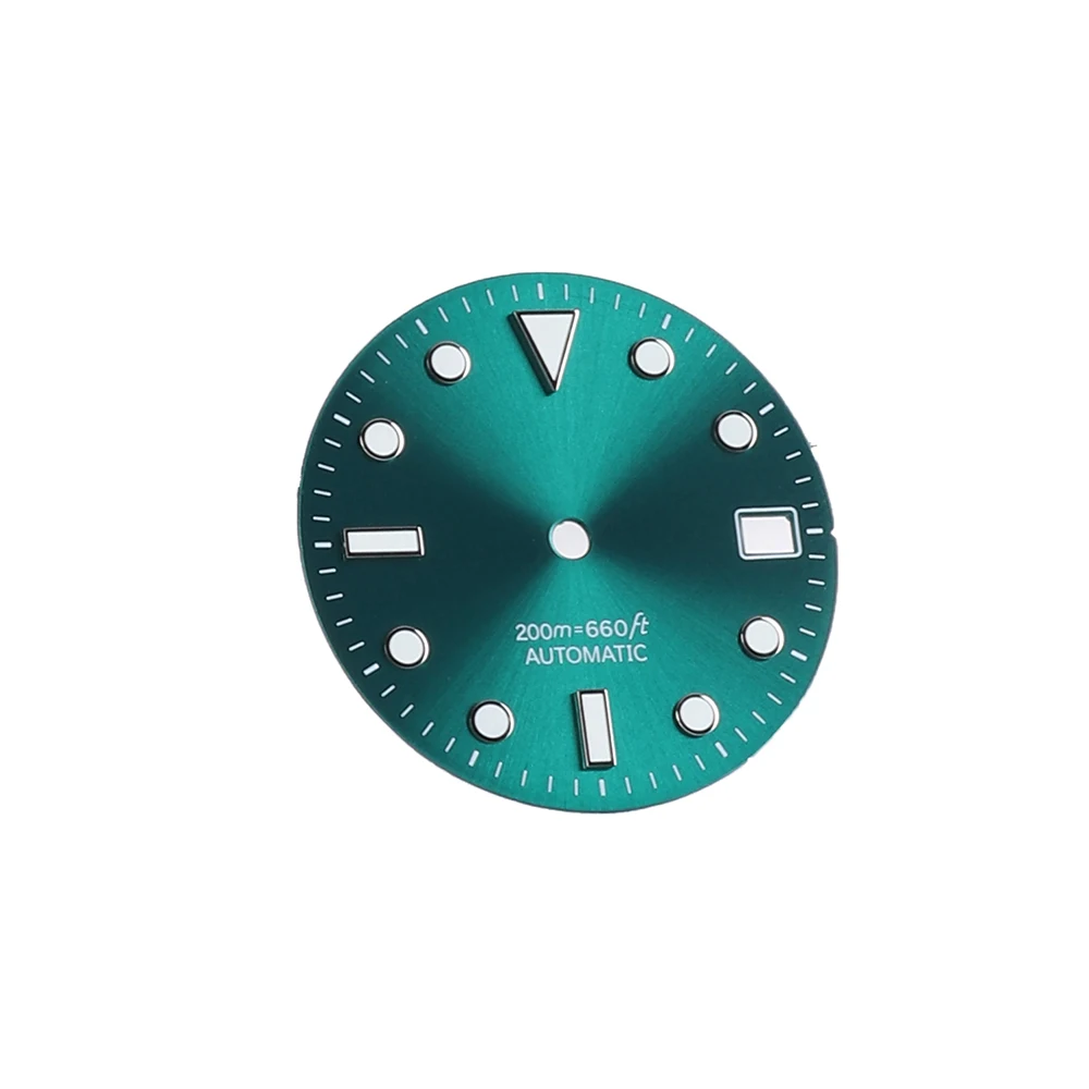 28.5MM Baby Blue Green Dark Blue Watch Dial For SKX007 6105 7S26 NH35 Movement 2 Positions Replacement Watch Dial