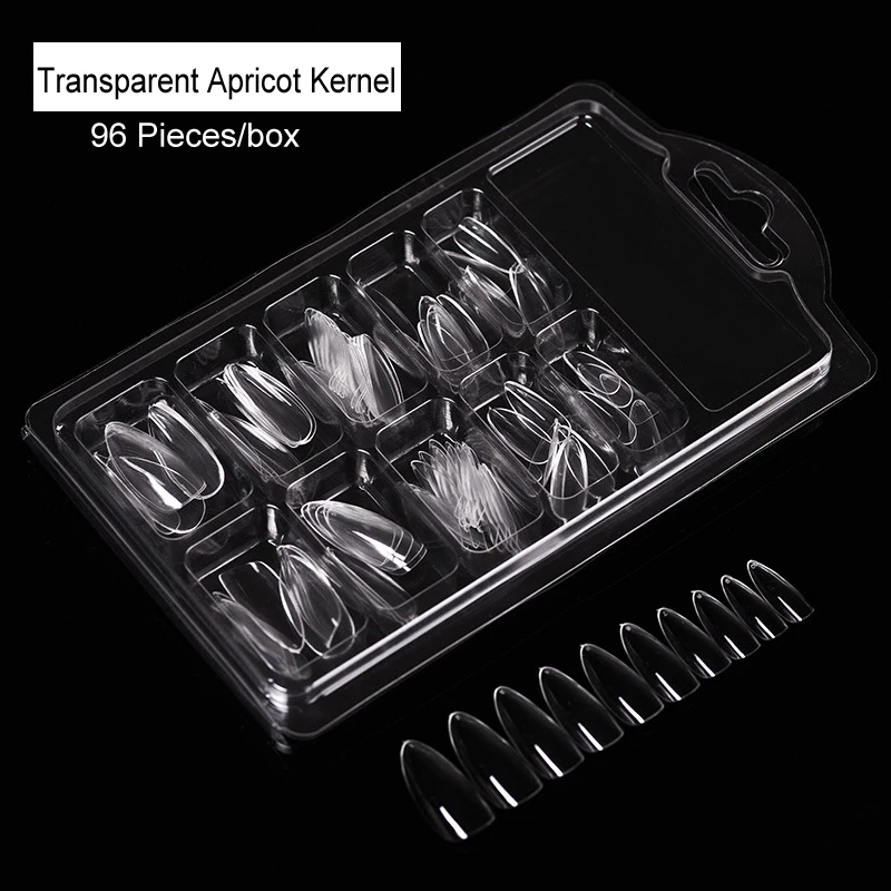 96 Pcs/Box Full Cover Fake Nail Artificial Press on Long Ballerina Clear/Natural/white False Coffin Nails Art Tips Manicure Tool | Красота и