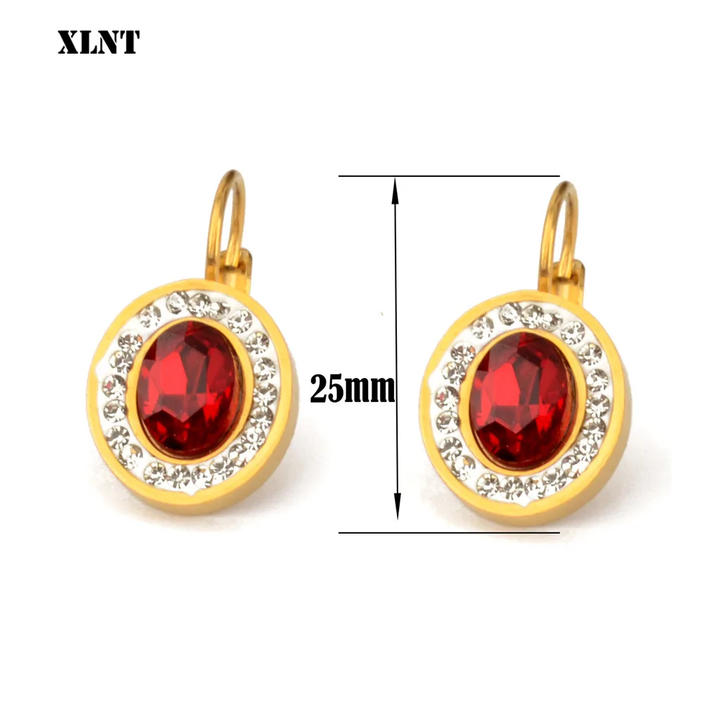 XLNT модный простой Красный австрийский кристаллический болтающийся серьги для