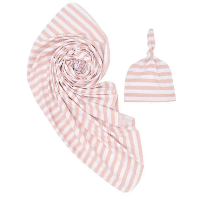 Пеленальный мешочек из вискозы и хлопка для новорожденных с детскими шапками