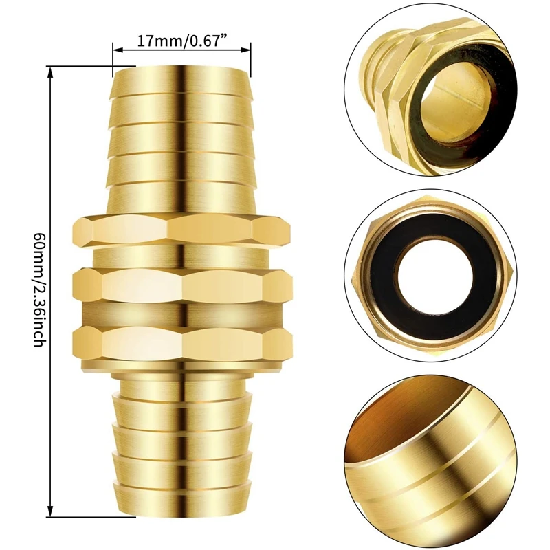 

3 Sets 3/4 Inch Brass Garden Hose Repair Kit Mender End Water Hose End Mender Female and Male Hose Connector