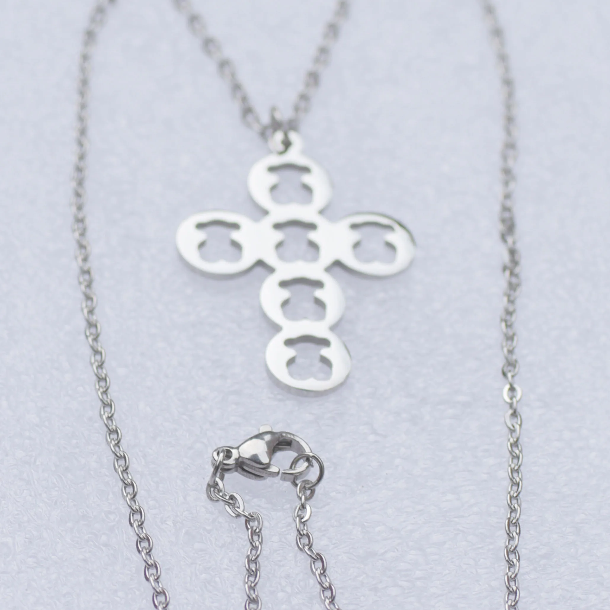 

Bear Pendant Set Stainless Steel Memorial Love Flower Gold jewelry Memorial Animal Pendant Necklace Pendant 2.5*3.5 CM