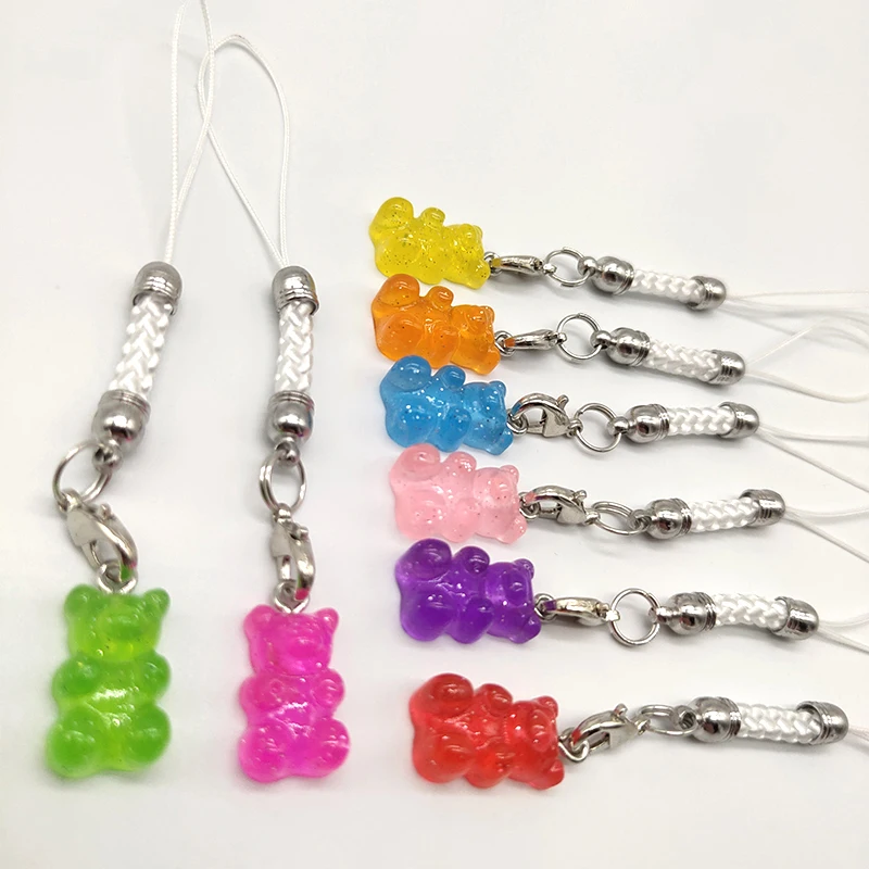 

Mini Bear Keychain For Car Bag Key Holder 8 Colors Cute Animal Bear Pendant Handmade Rope Chain Key Chain Jewelry Making