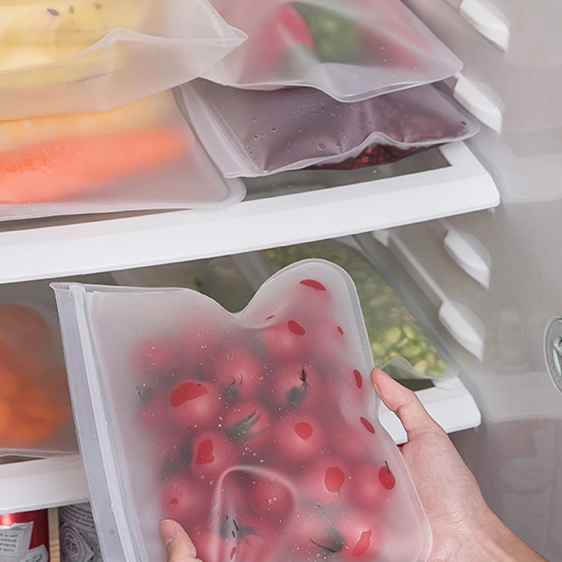 

EVA Refrigerator Food Storage Bag Food Preservation Bag Fruit And Vegetable Sealed Reusable Storage Ziplock Bag Kitchen Tools