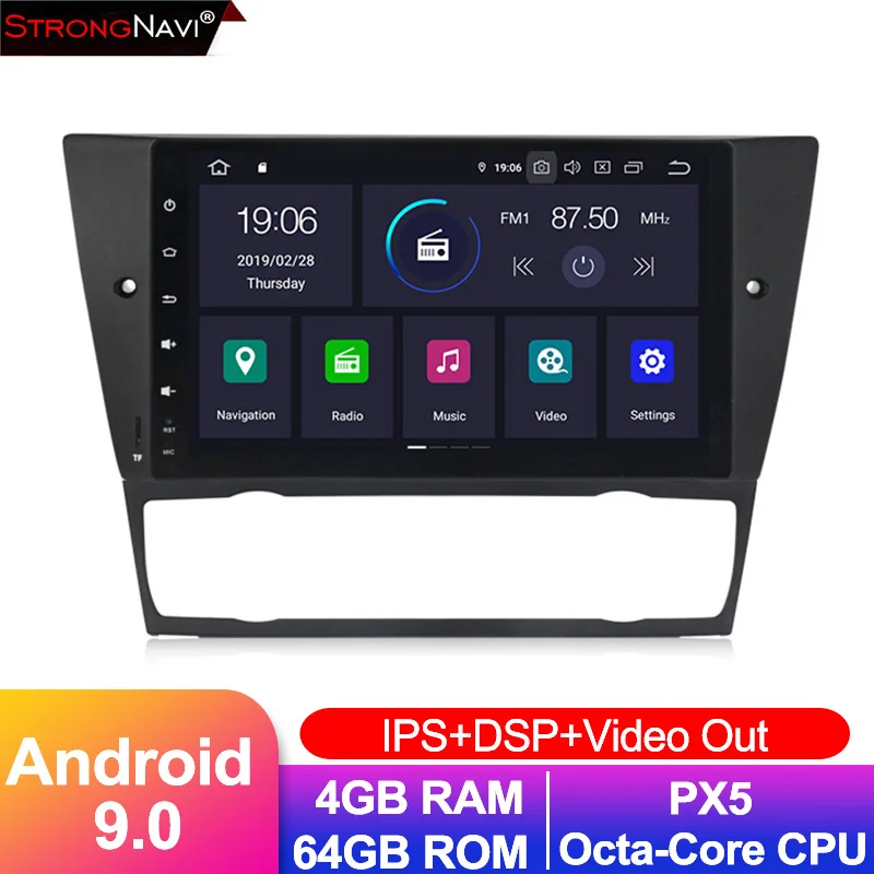 9 дюймов ips экран 4 + 64G Android 0 автомобильный Радио мультимедийный плеер для BMW E90 E91 E92