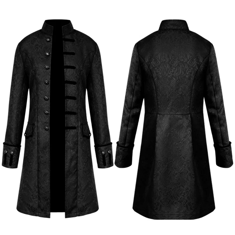 

Men Victoria Edwardian Punk Trench Coat Frock Outwear Vintage Prince Overcoat Medieval Renaissance Jacket Cosplay Costume -40