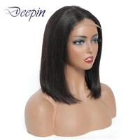deepin hair short straight bob wigs 4x4 lace closure bob wigs natural color malaysia non remy human hair wigs for black women