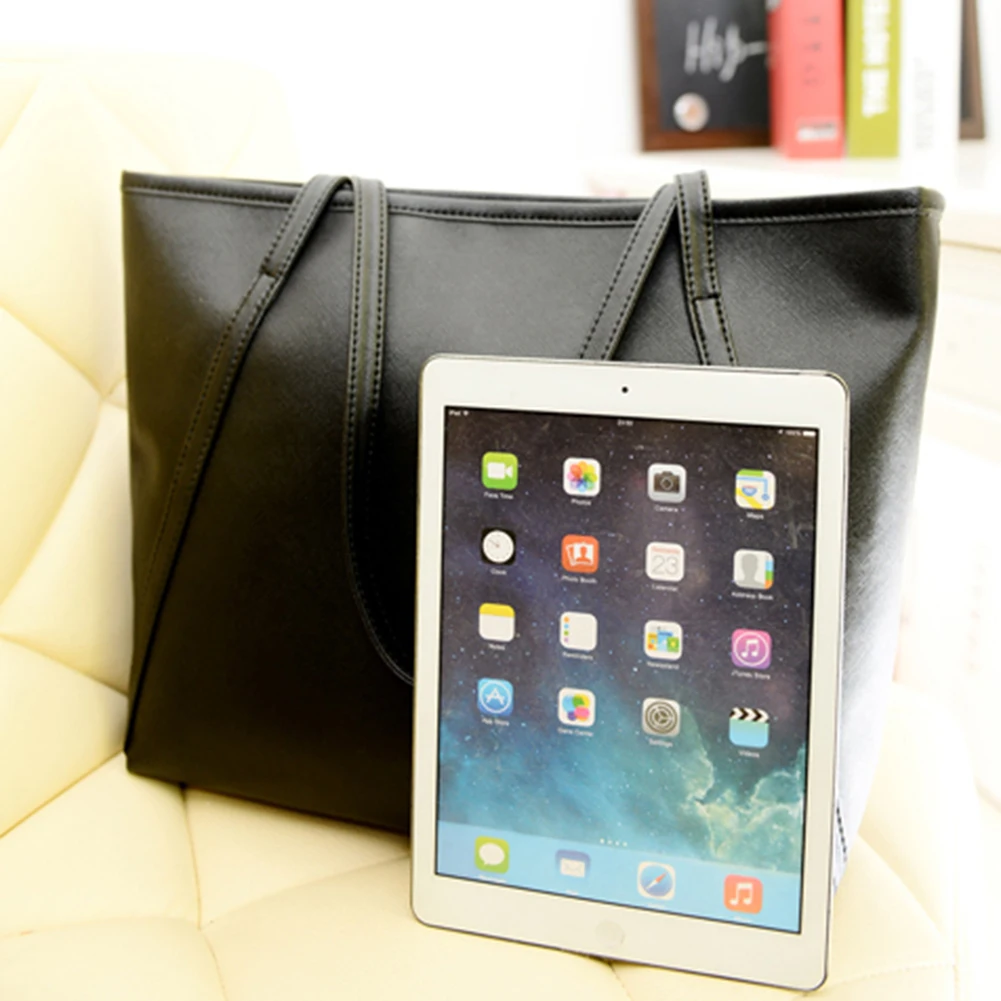 Женская деловая сумка из искусственной кожи однотонная дорожная сумка-тоут на