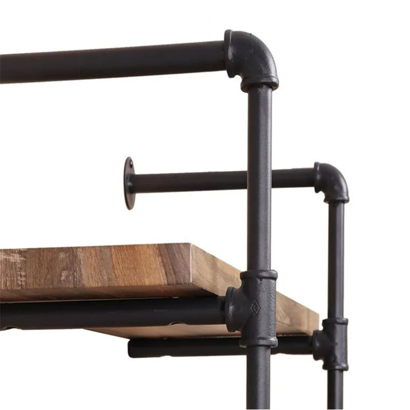 

Iron Pipe storage rack kitchen solid wood wall storage rack water pipe support