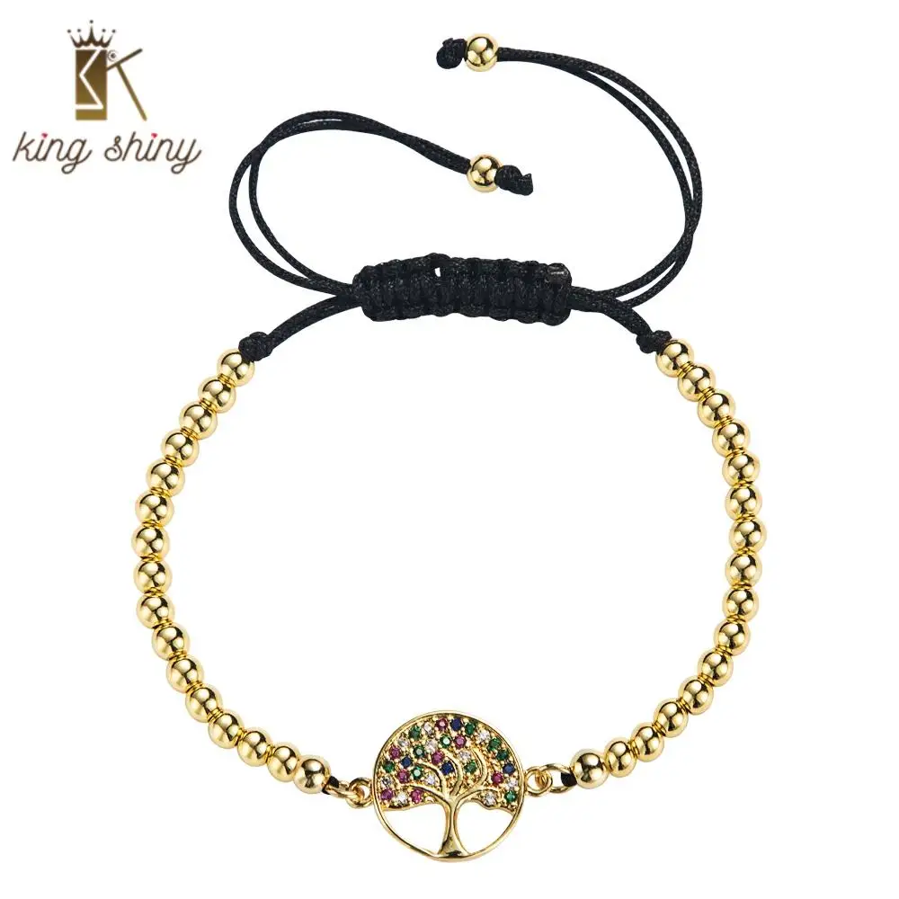 

CZ Rainbow Color Cubic Zirconia Pendant Bracelets Hollow Virgin Mary Snowflakes Wishing Tree Adjustable Copper Pandora Bracelets