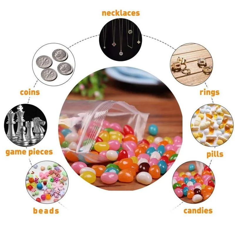 Мини-пакеты на молнии многоразовые пластиковые 200 шт. мешок для упаковки