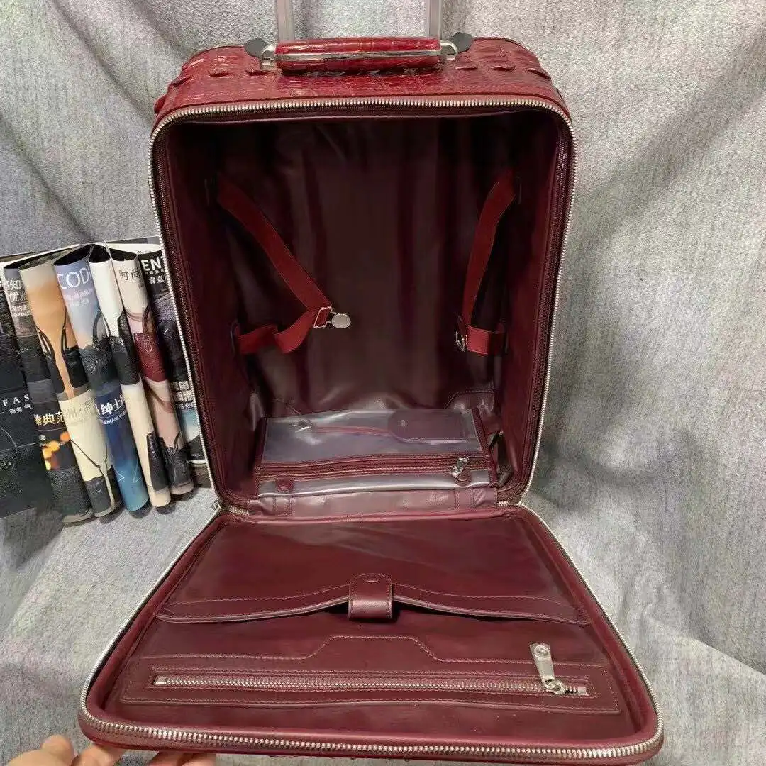 

fanzunxing new arrival crocodile leather men box Pull rod box Universal wheel Genuine crocodile leather men luggage