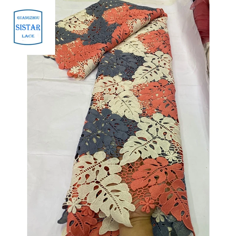 Новейшая темно-синяя гипюровая кружевная вышивка Африканский шнур ткань
