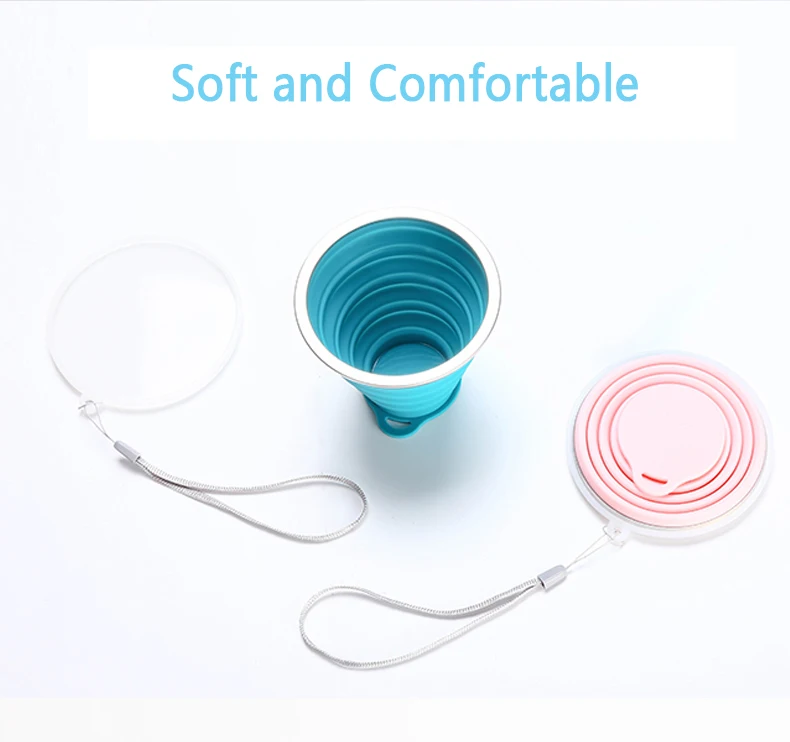 Силиконовая дорожная чашка 180/250 мл Выдвижная складная для кофе телескопическая