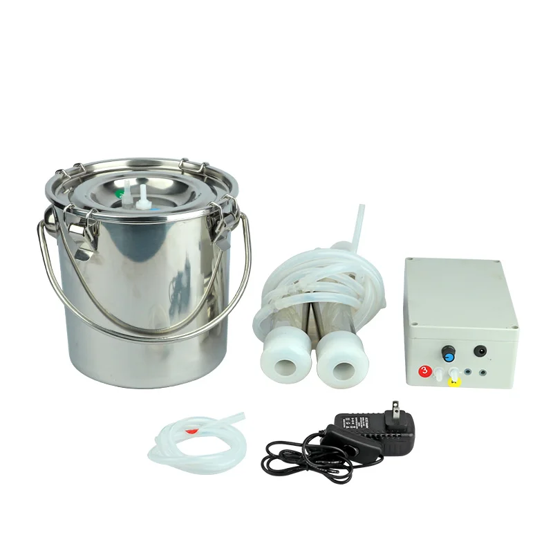 

5L Electric Pulsating Milking Machine for Cow Sheep Stainless Steel Bucket Adjustable Speed Goat Milker Vacuum Pump Suction