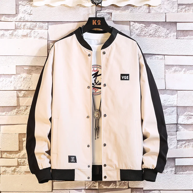 Мужская куртка-бомбер повседневная приталенная бейсбольная куртка уличная