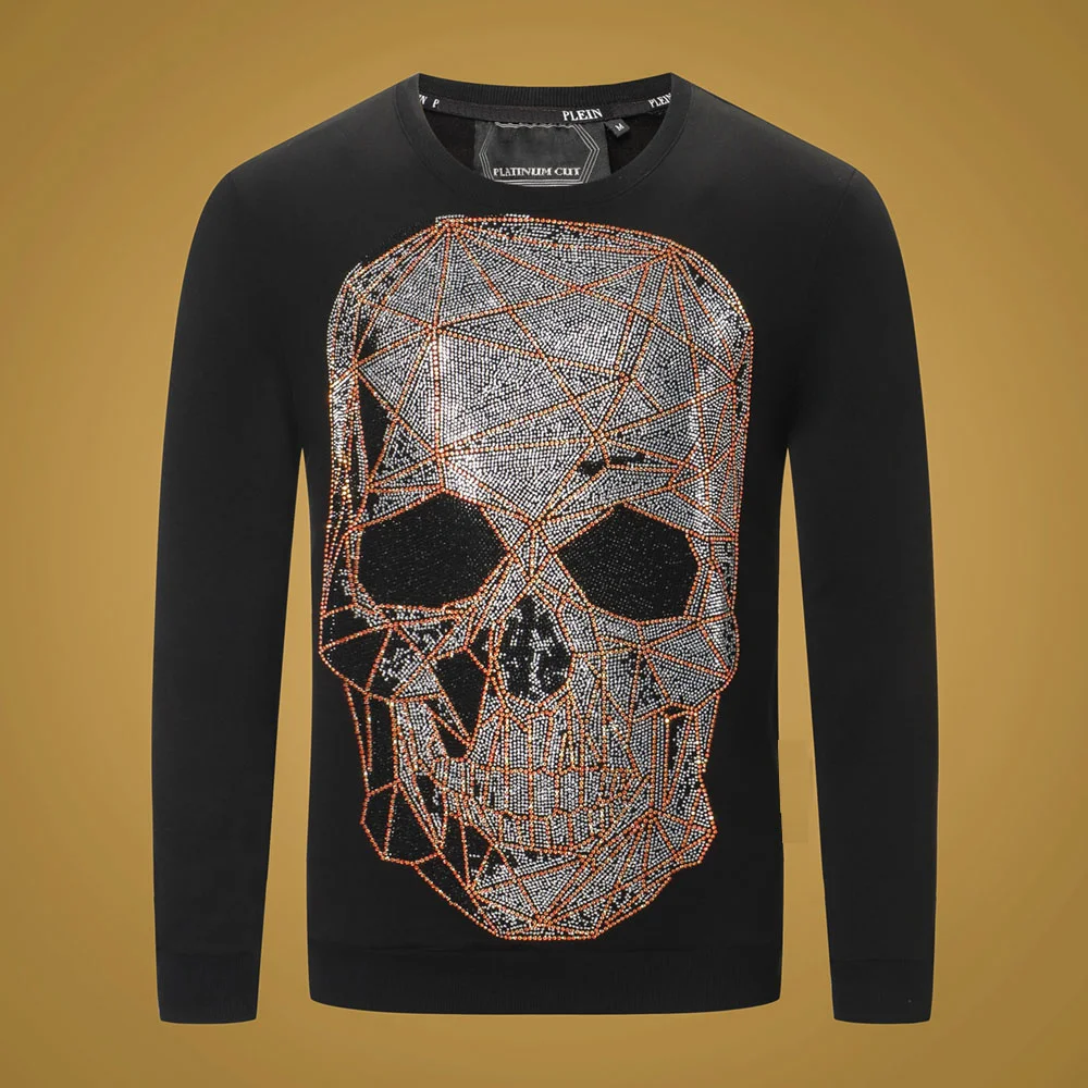 

winter style Men plein brand black sweatshirt Skulls pattern Men's Hoodie long sleeve hoody letter Hoodie sweatshirt for men 614