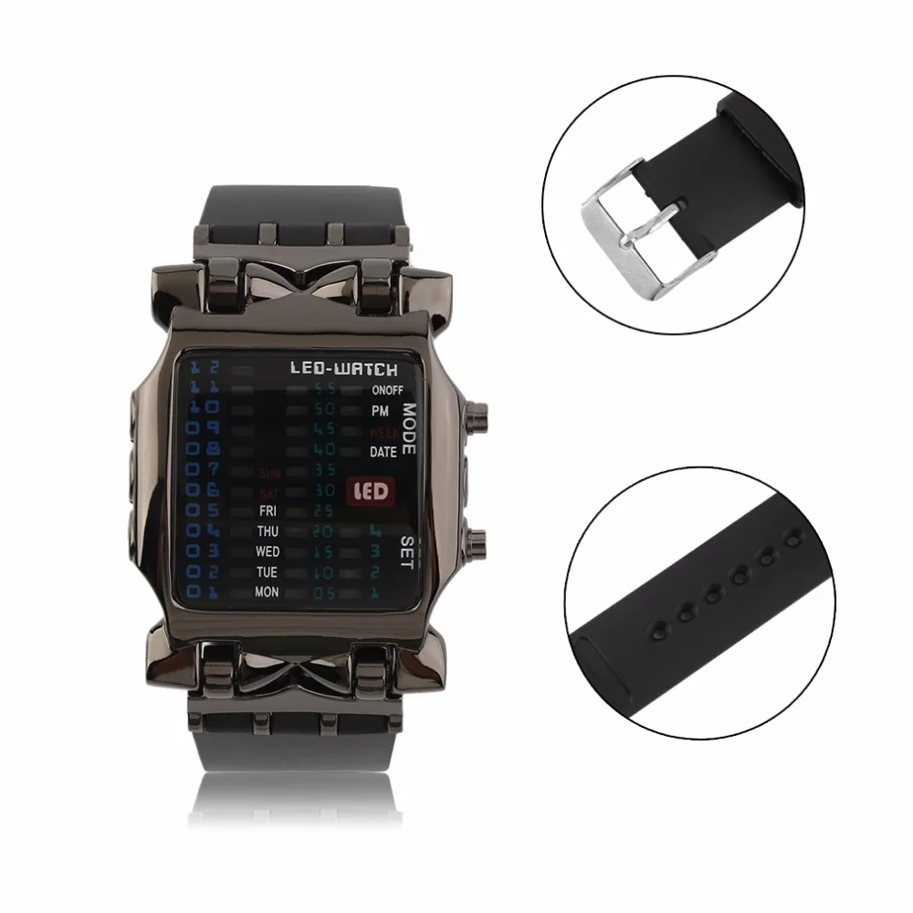 Спорт на открытом воздухе светодиодный цифровой Бинарные наручные часы
