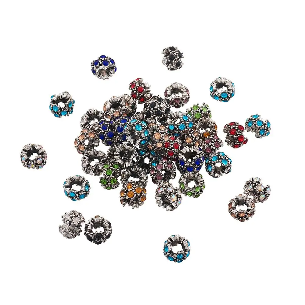 Бусины стразы из сплава в европейском стиле 50 шт. бусины с большими отверстиями