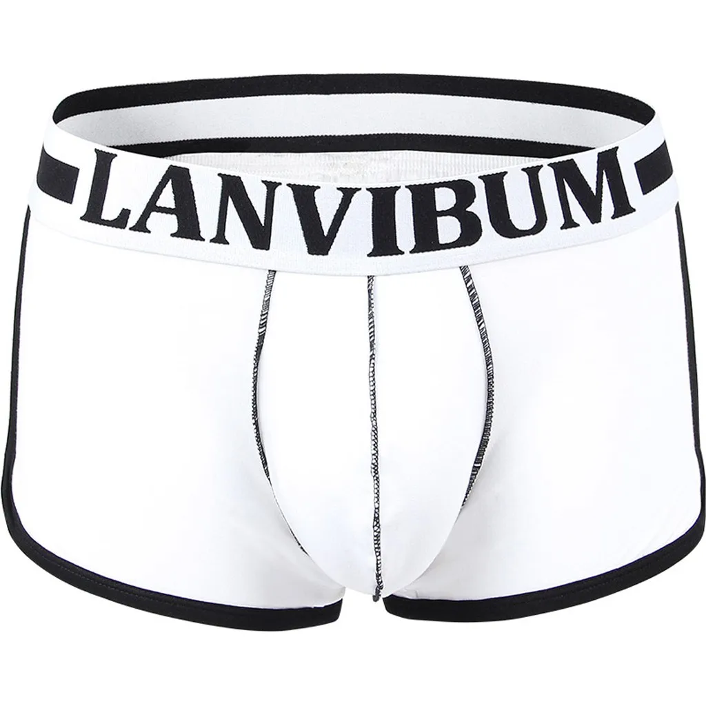 

LANVIBUM Fashion Brand Men Sexy Underwear Pure Color Boxer Shorts Bulge Pouch Mens Daily Underpants Breathable Soft Modal