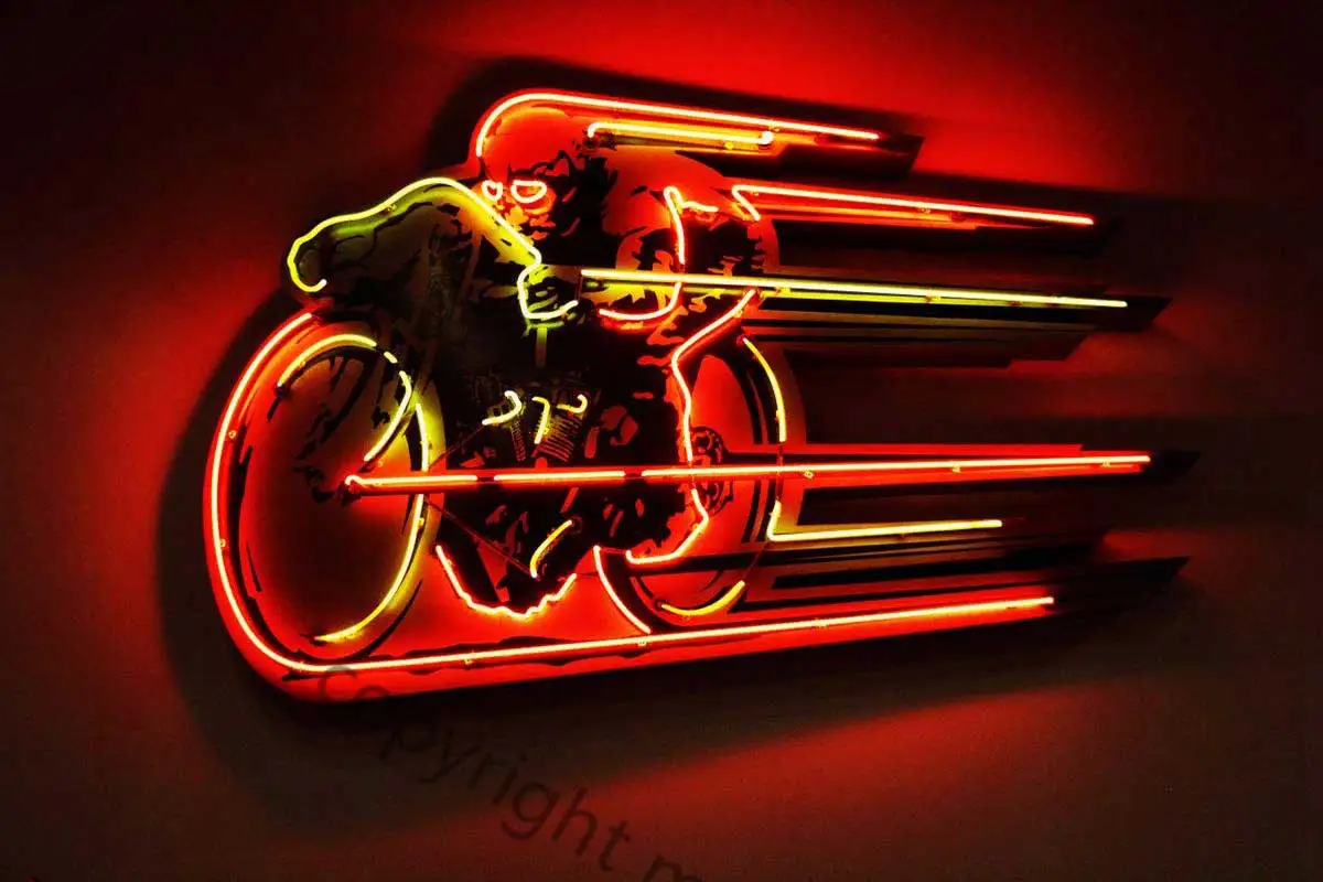 

Neon Motorcycle Tin Sign Tin Plates Wall Decor Room Decoration Retro Vintage Neon Sign For Cafe Pub Home Club Man Cave