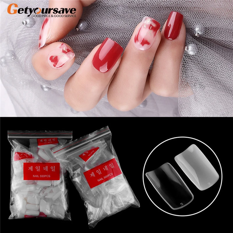 Half-Stick Piece 500 Bagged Fake Nail Natural Transparent Extension Patch Art | Красота и здоровье