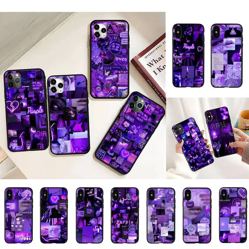 

Purple Love Aesthetic Art Phone Case For iphone 13 8 7 6 6S Plus 5 5S SE 2020 12pro max XR X XS MAX 11 Fundas Coque Funda Shell