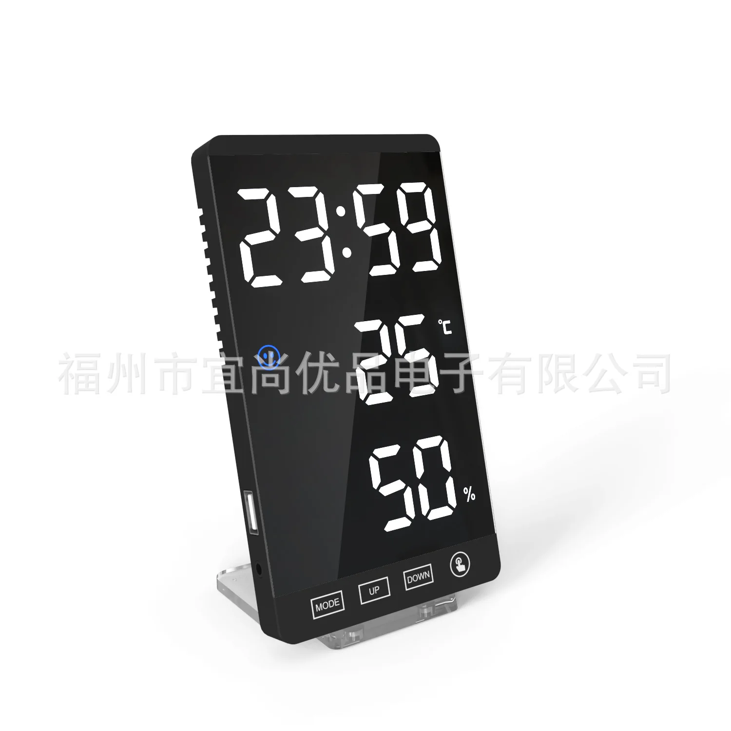 

New LED Mirror Electronic Clock Temperature Moisture Meter Electronic Weather Station Clock Alarm Clock
