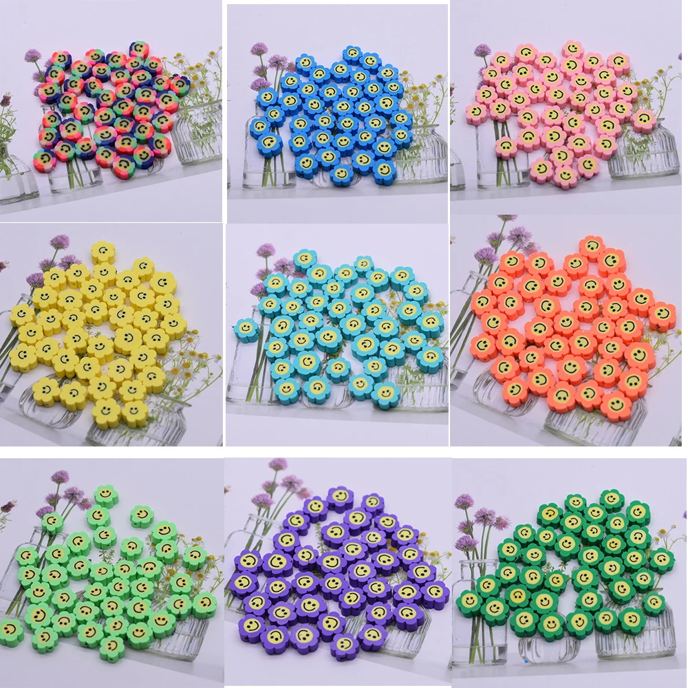 10 мм 30 шт. Солнечный цветок из полимерной глины распорные бусины DIY ювелирных