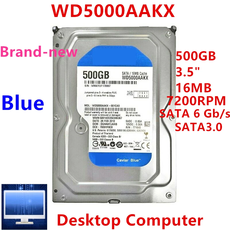 New Original HDD For WD Blue 500GB 3.5