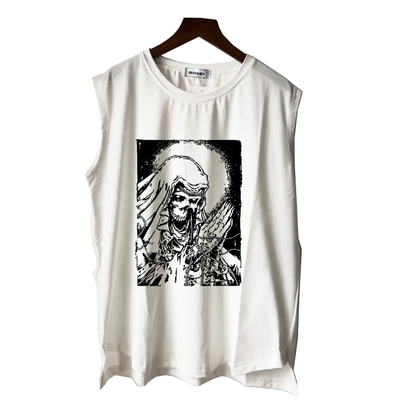 Женская/Мужская футболка без рукавов goth skull молитва dark металл рок панк style |