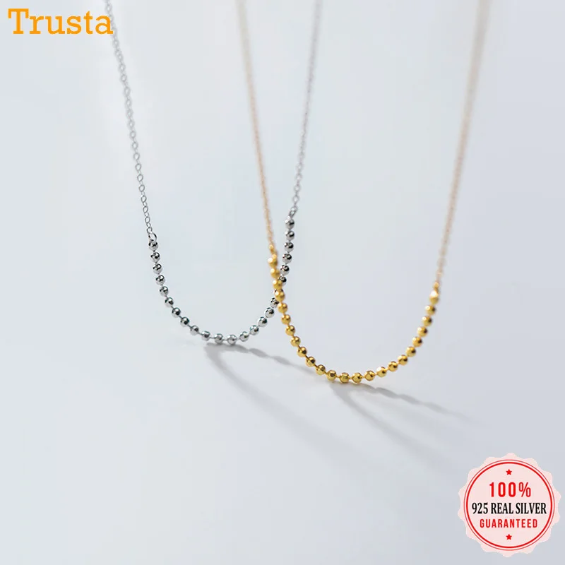 Женская цепочка с бусинами Trusta ожерелье подвеской из настоящего серебра 925 пробы