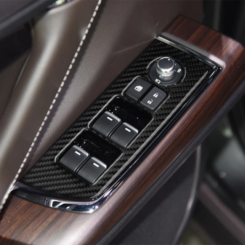 Наклейка на панель автомобильного стеклоподъемника из углеродного волокна для