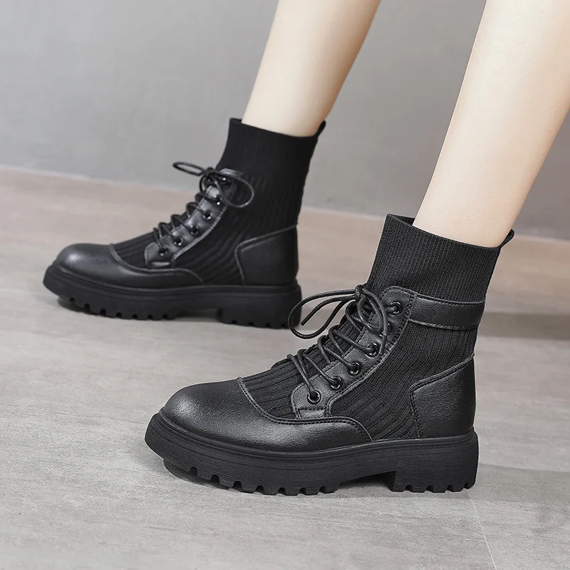 Women Winter Martin Boots Women 2021 Autumn and Winter New Breathable Flying Woven Short Boots Single Shoes Women