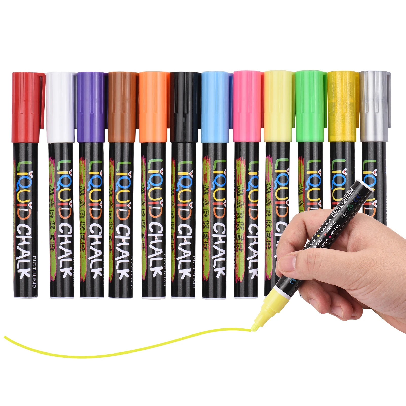 

Liquid Chalk Markers Erasable Water-based Chalkboards Marker Pens Non Toxic Quick Drying for Blackboard Glass Mirror Office Home