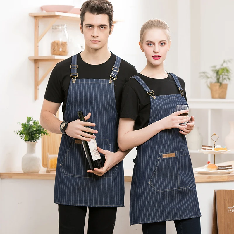 

Denim fabric apron custom logo printing workwear men and women wearable fashion