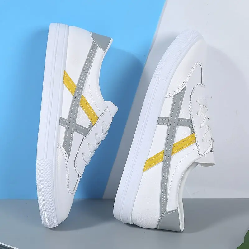 Женские белые туфли на плоской подошве Кроссовки из мягкой искусственной кожи