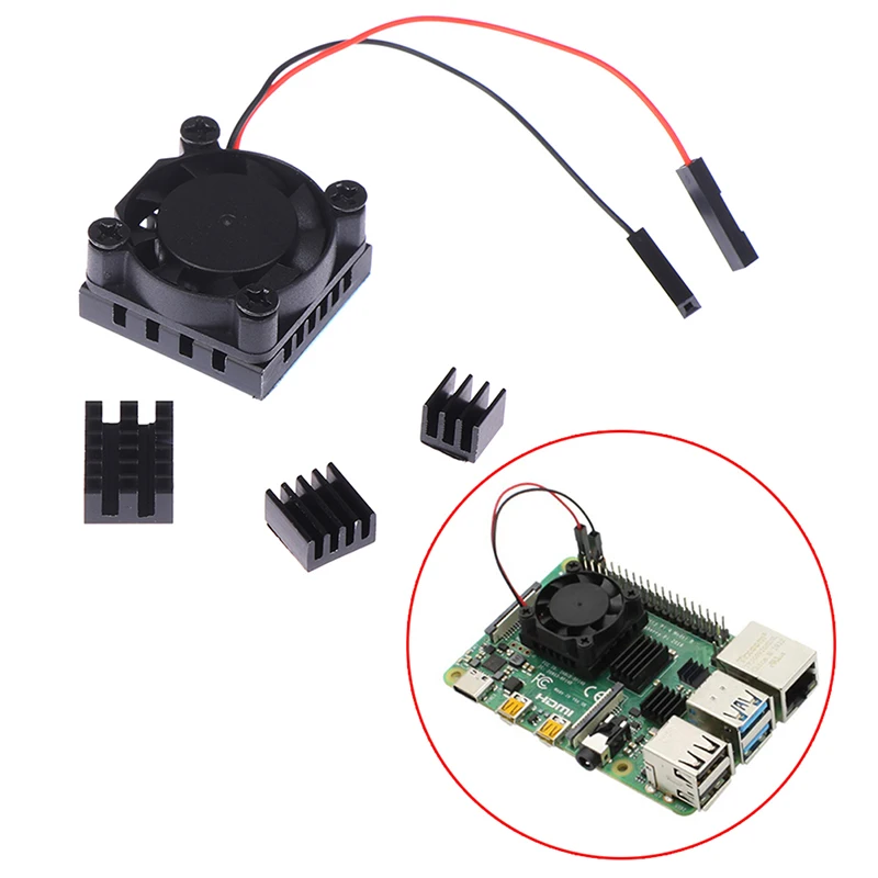 

New Square Cooling Fan With Heatsink Kit For Raspberry Pi 4B