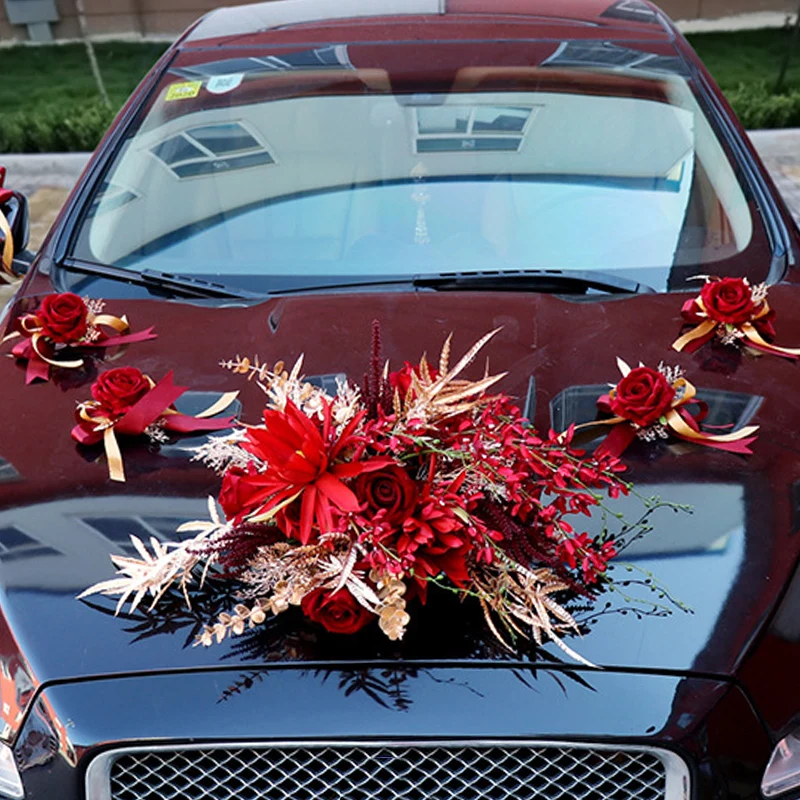 Flores de orqu&iacute;deas artificiales rom&aacute;nticas, decoraci&oacute;n de coche de boda y fiesta de oro blanco, rosas falsas de seda, suministros para el D&iacute;a de San Valent&iacute;n, 11 unids/lote-1