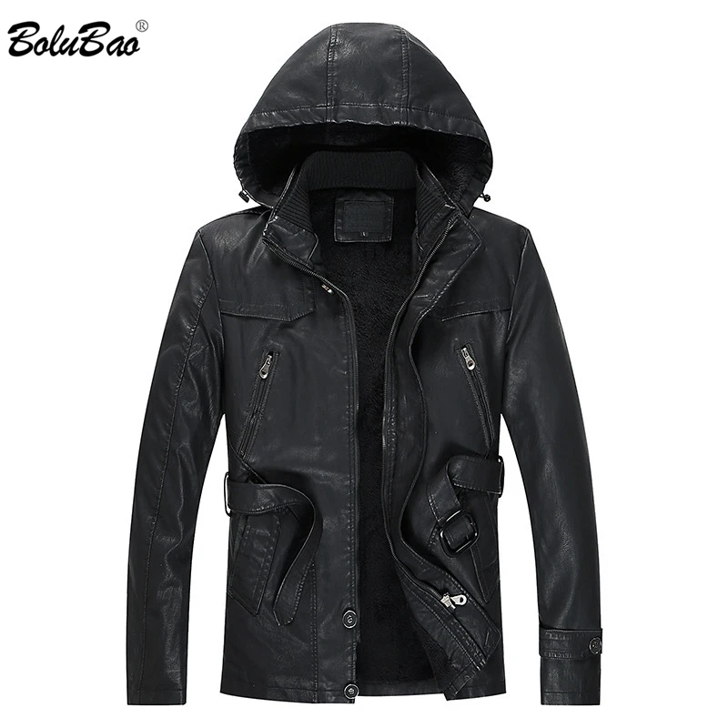 Мужская кожаная куртка BOLUBAO толстая приталенная из искусственной кожи на молнии