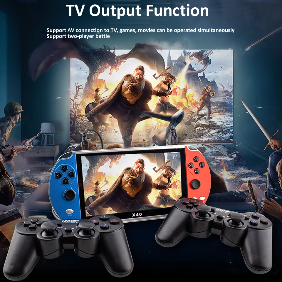 X40 16 Гб для PS1 игровой плеер Max7Inch портативный мультимедийный двойной рокер