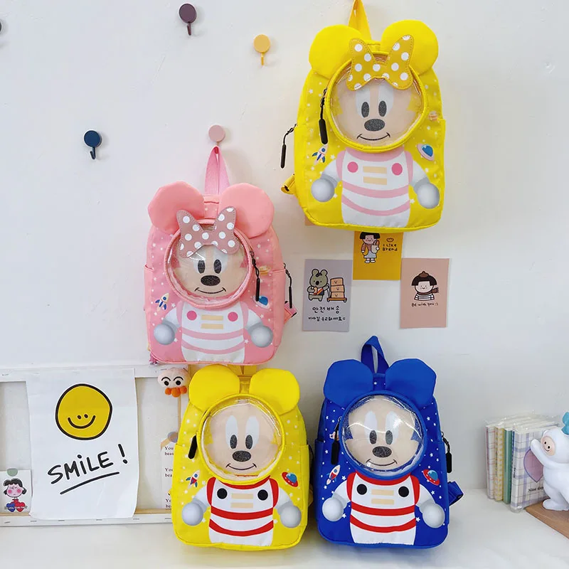 

Детский прозрачный рюкзак для мальчиков и девочек, милый школьный ранец с героями Диснея, Микки и Минни