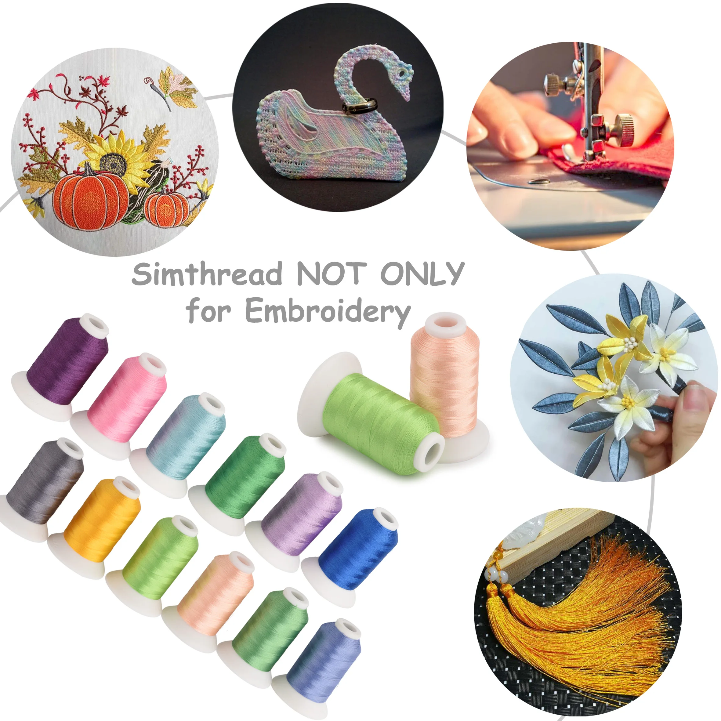 Новая брендовая нить для вышивки Simthread 120D/2 40WT полиэфирная 550Y/конус 40 цветов в