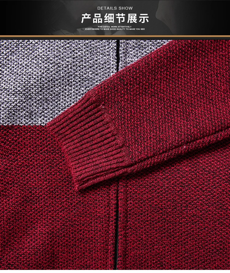 

Thickened Plus Velvet Baseball Collar Jacket Men Knit Sweater Zip Cardigan Streetwear Autumn Winter Casual Clothes Mens Coat