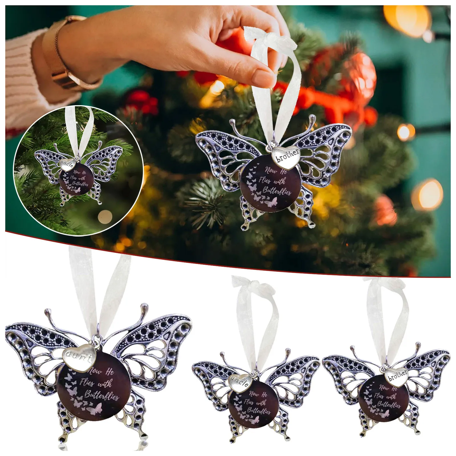 Подвесные Украшения для новогодней елки Xmass украшения с бабочками | Дом и сад