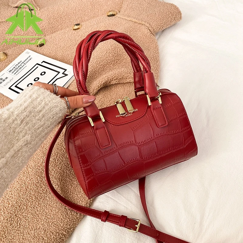 

Модные женские сумки через плечо из искусственной кожи, однотонная сумка-мессенджер через плечо с пеньковой веревкой, повседневные женские...