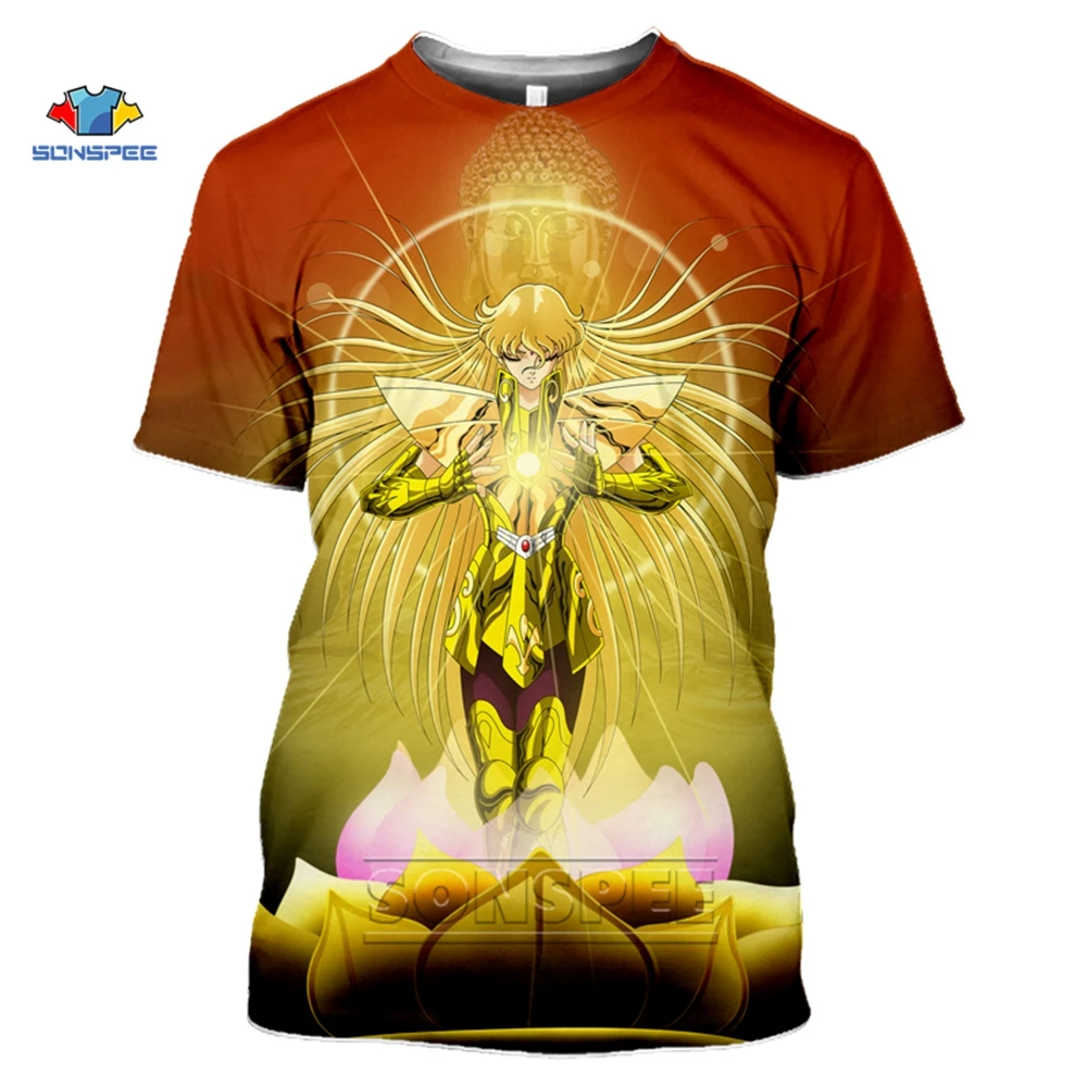 Модная японская Классическая футболка SONSPEE с аниме Saint Seiya мужские/женские